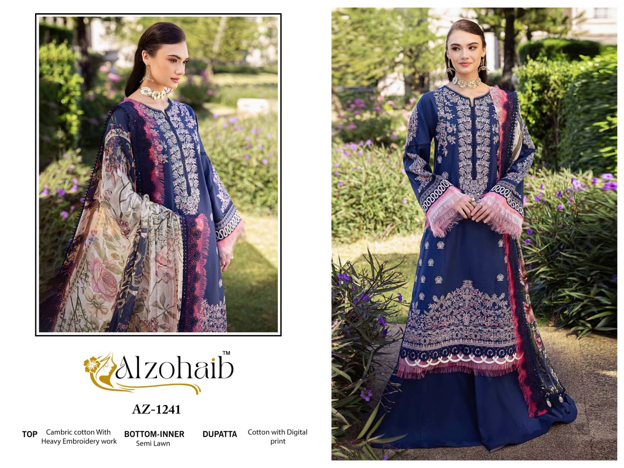Az-1241 Fatima Vol 1 Al Zohaib Embroidery Pakistani Salwar Suits