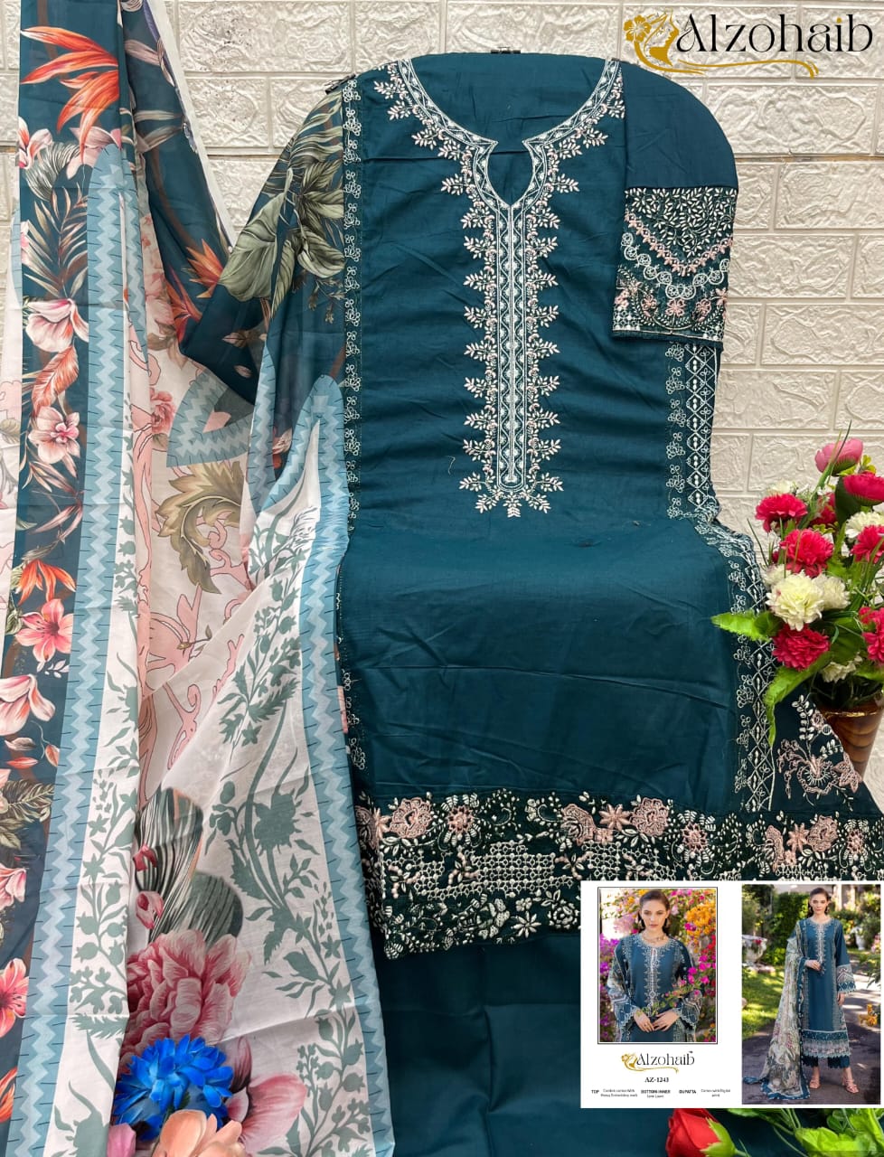 Az-1243 Fatima Vol 1 Al Zohaib Embroidery Pakistani Salwar Suits