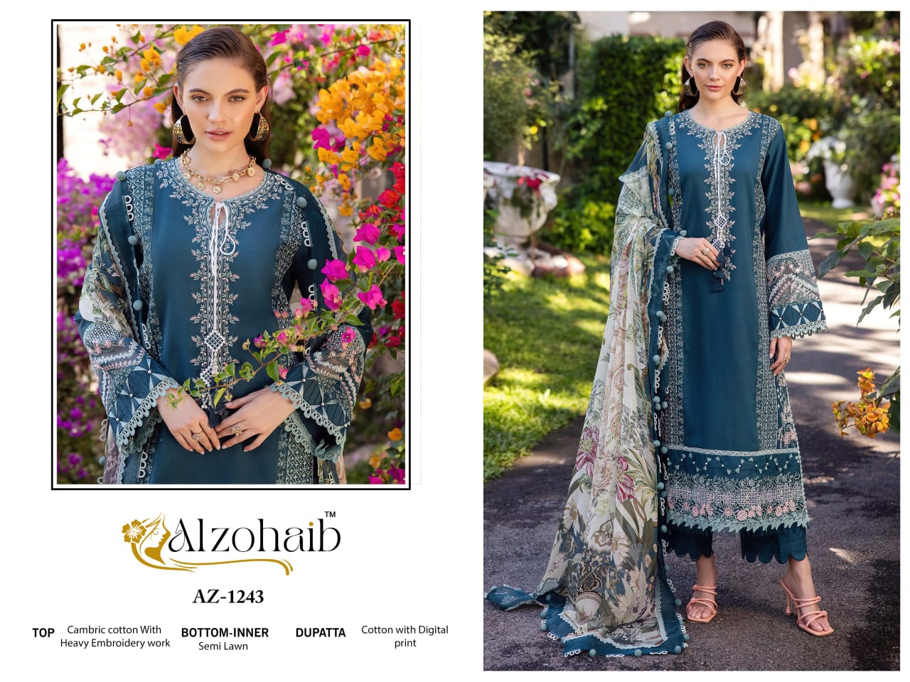 Az-1243 Fatima Vol 1 Al Zohaib Embroidery Pakistani Salwar Suits