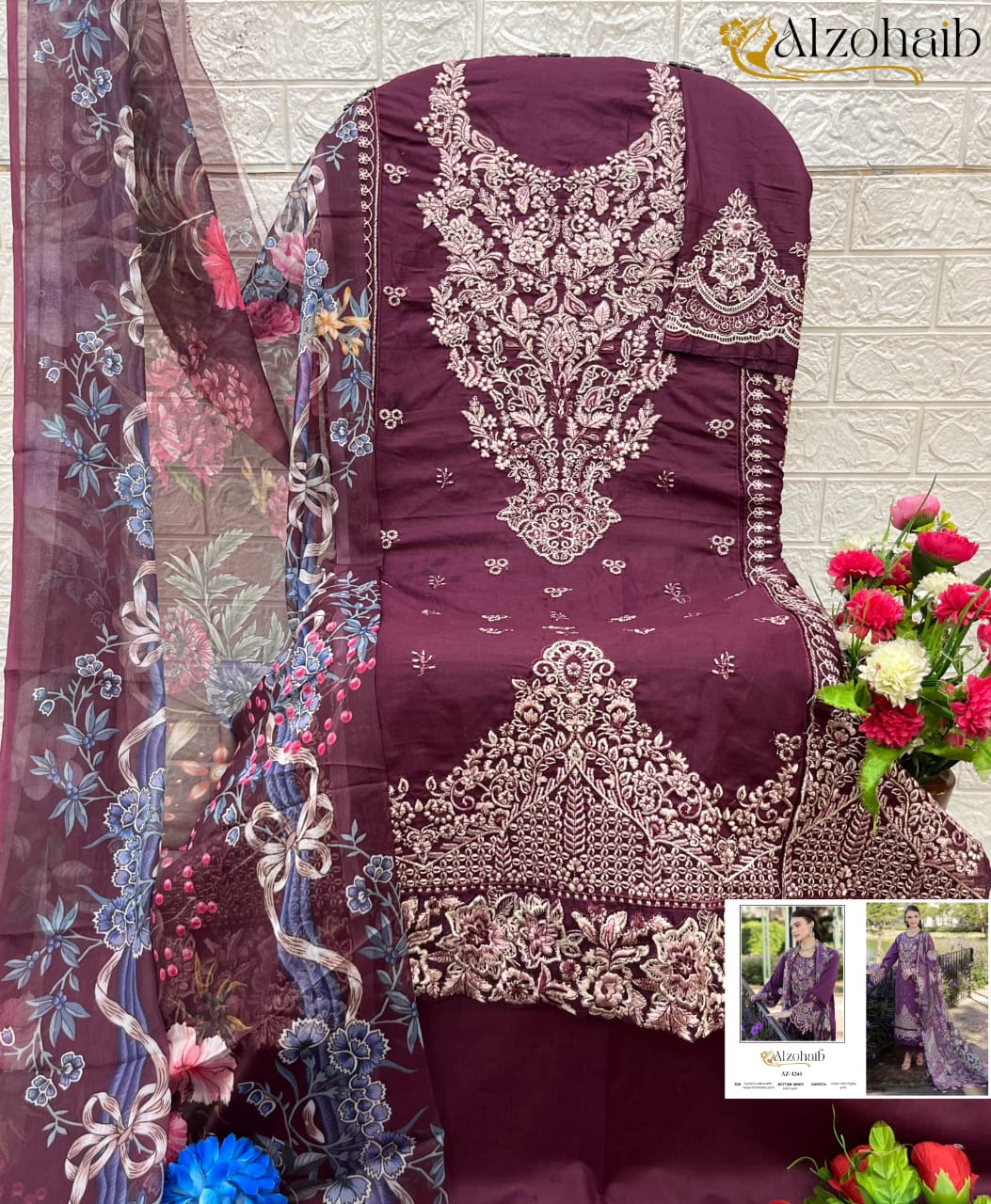 Az-1245 Fatima Vol 1 Al Zohaib Embroidery Pakistani Salwar Suits