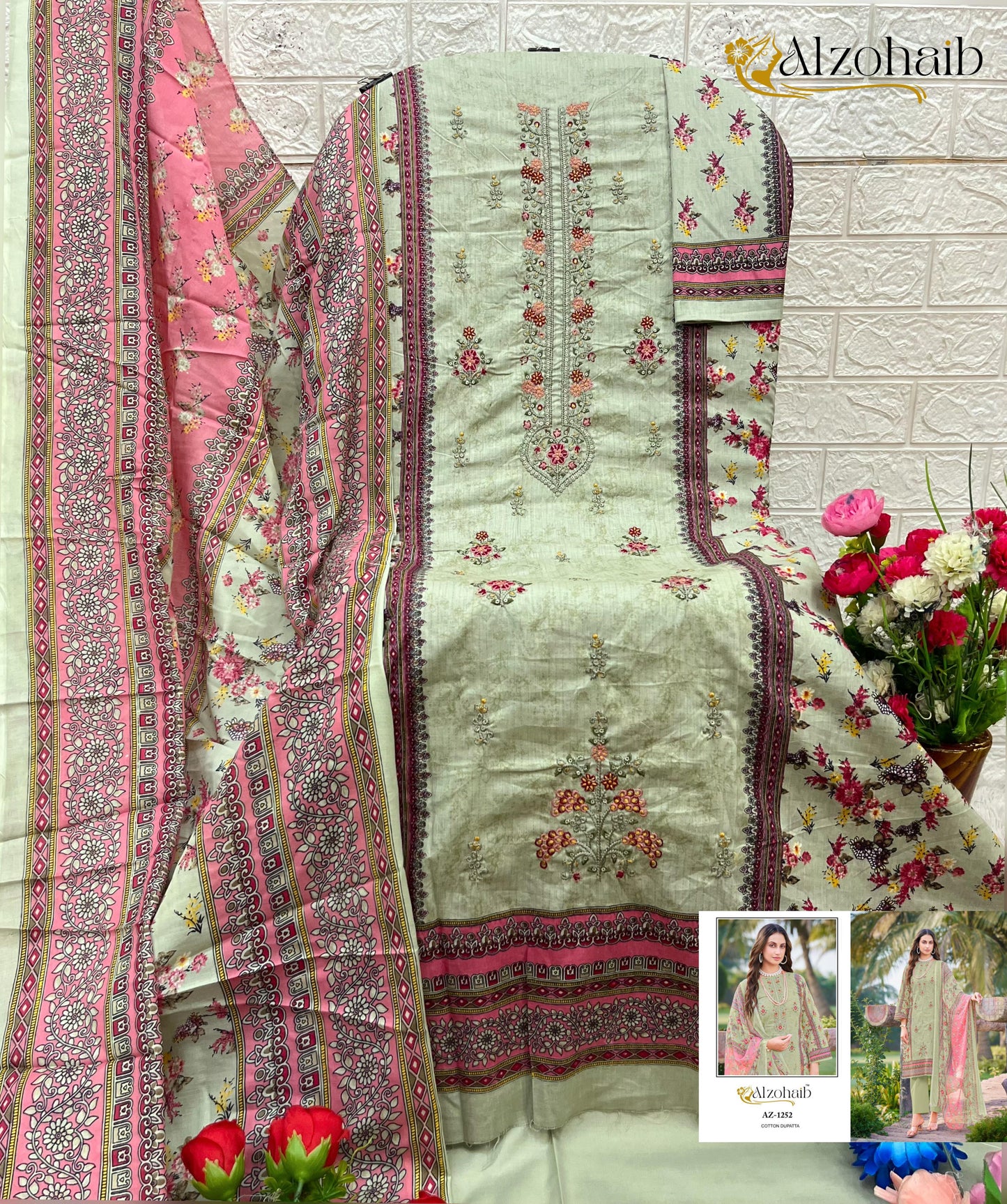 Az-1252 Saira Vol-1 Al Zohaib Printed Karachi Unstitched Suits