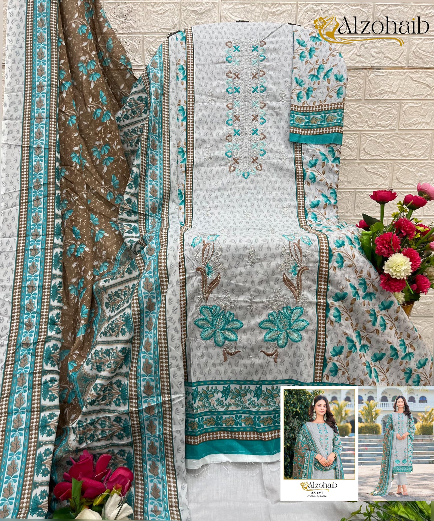 Az-1258-A Al Zohaib Printed Karachi Unstitched Suits