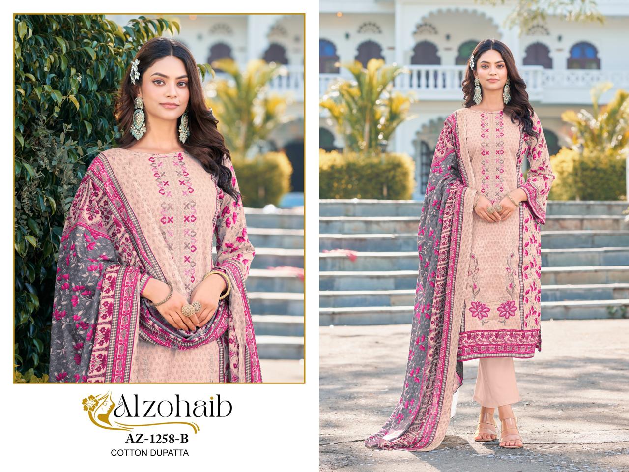 Az-1258-B Al Zohaib Printed Karachi Unstitched Suits
