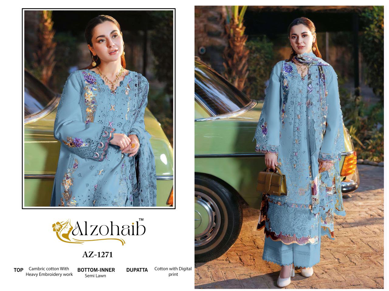 Az-1271 Zahra Vol- 3 Al Zohaib Cambric Pakistani Salwar Suits