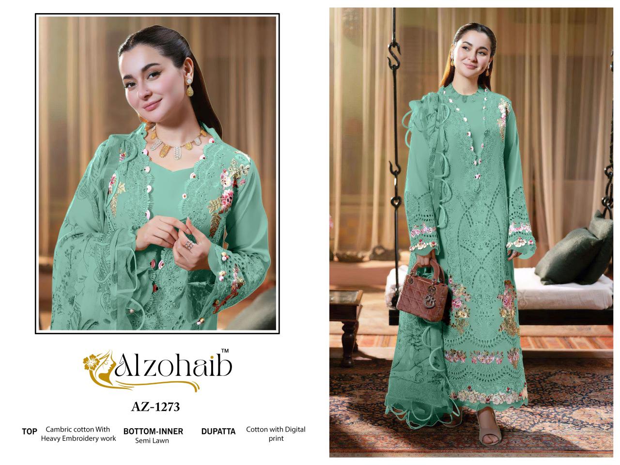 Az-1273 Zahra Vol- 3 Al Zohaib Cambric Pakistani Salwar Suits