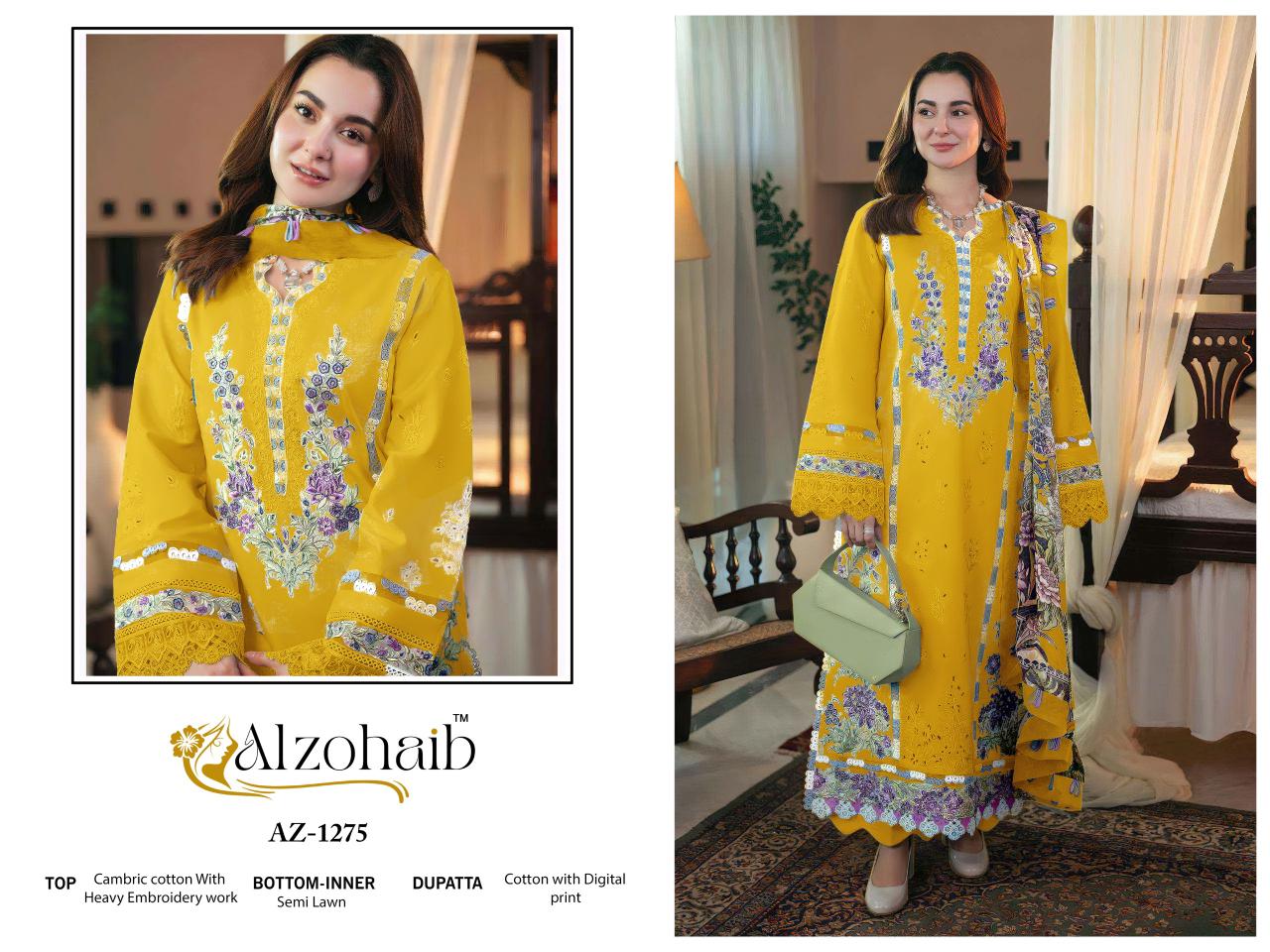 Az-1275 Zahra Vol- 3 Al Zohaib Cambric Pakistani Salwar Suits