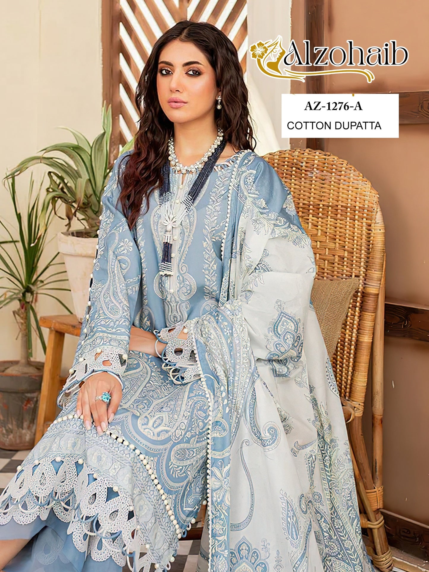 Az-1276-A Al Zohaib Embroidery Pakistani Patch Suits