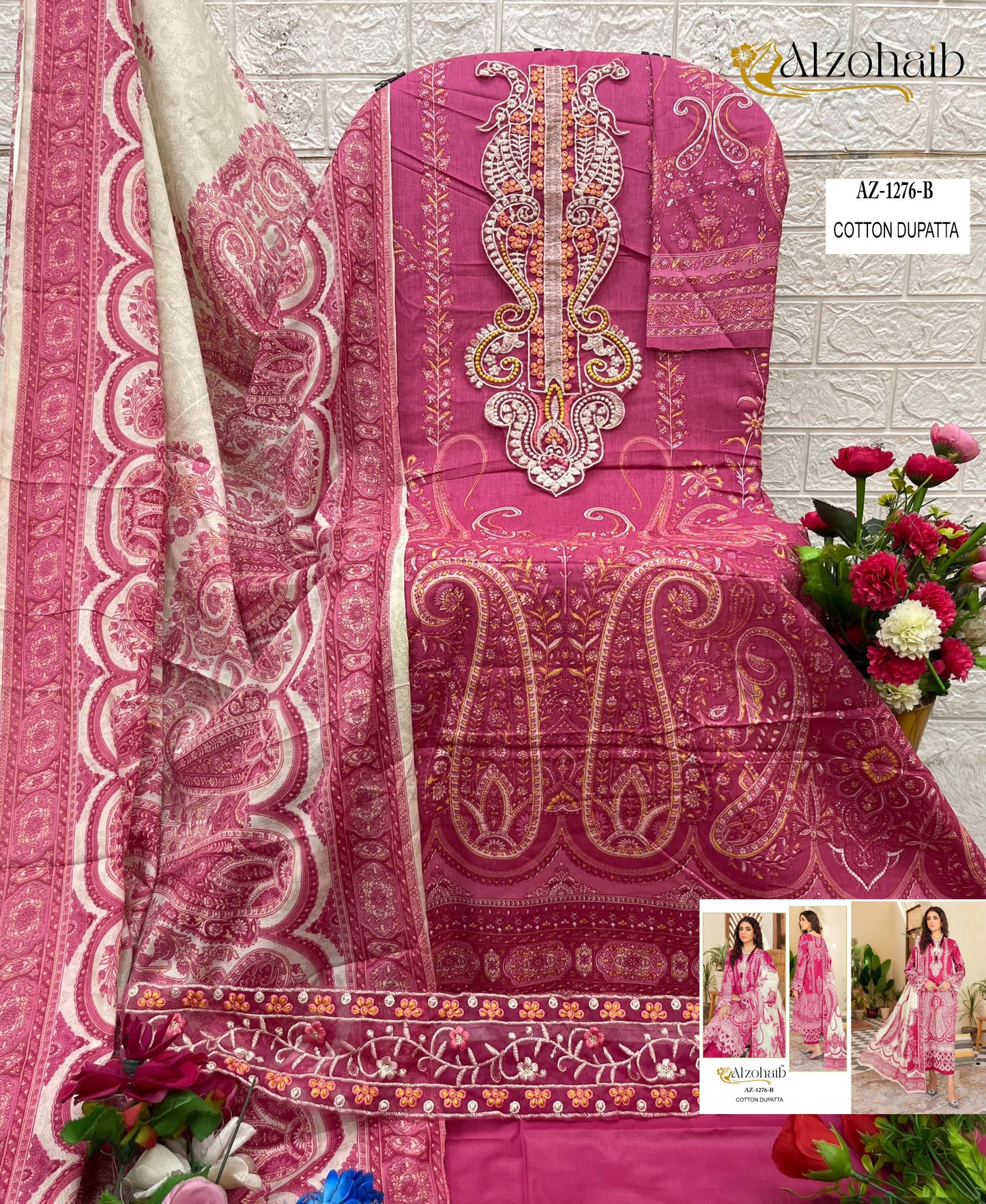 Az-1276-B Al Zohaib Embroidery Pakistani Patch Suits