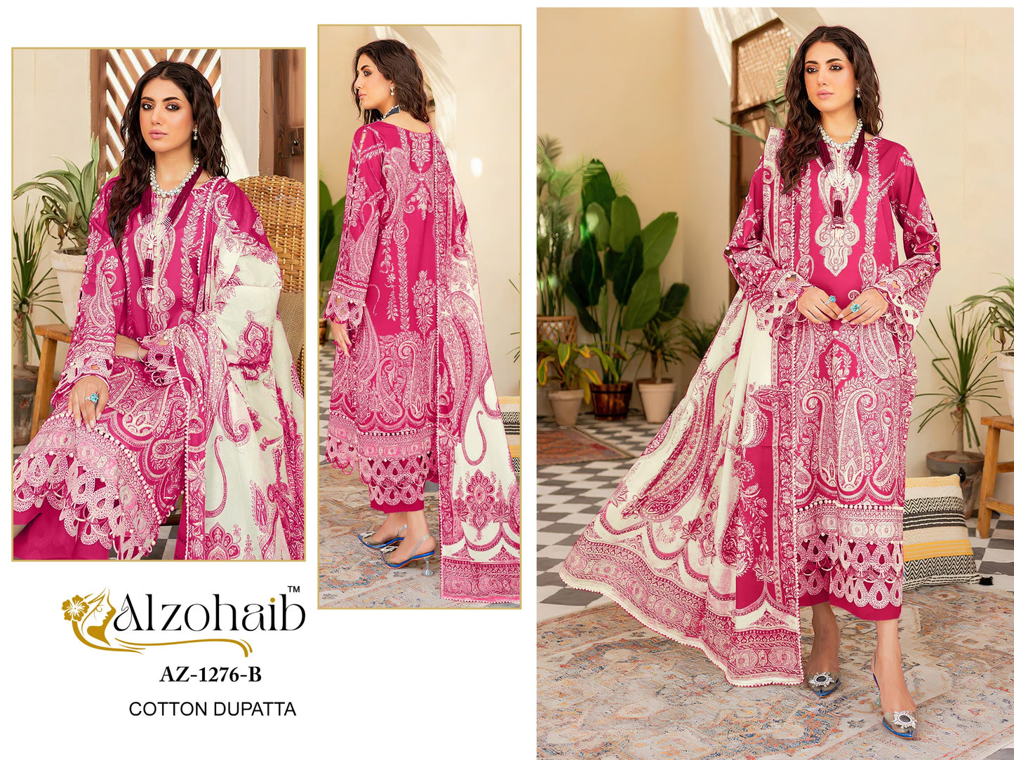 Az-1276-B Al Zohaib Embroidery Pakistani Patch Suits