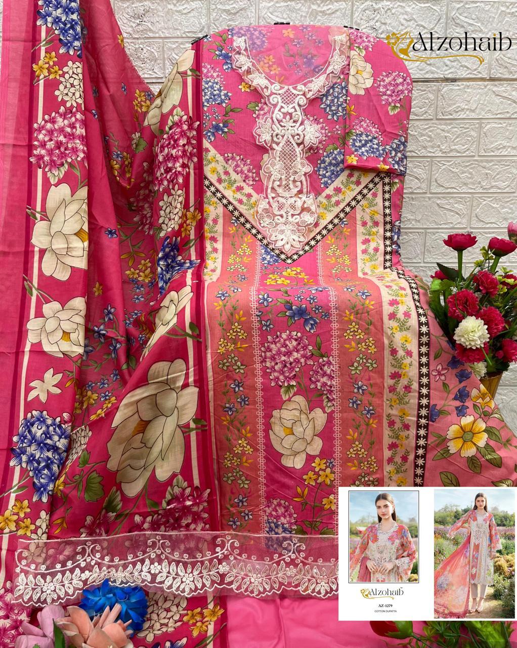 Az-1279 Al Zohaib Embroidery Pakistani Patch Suits