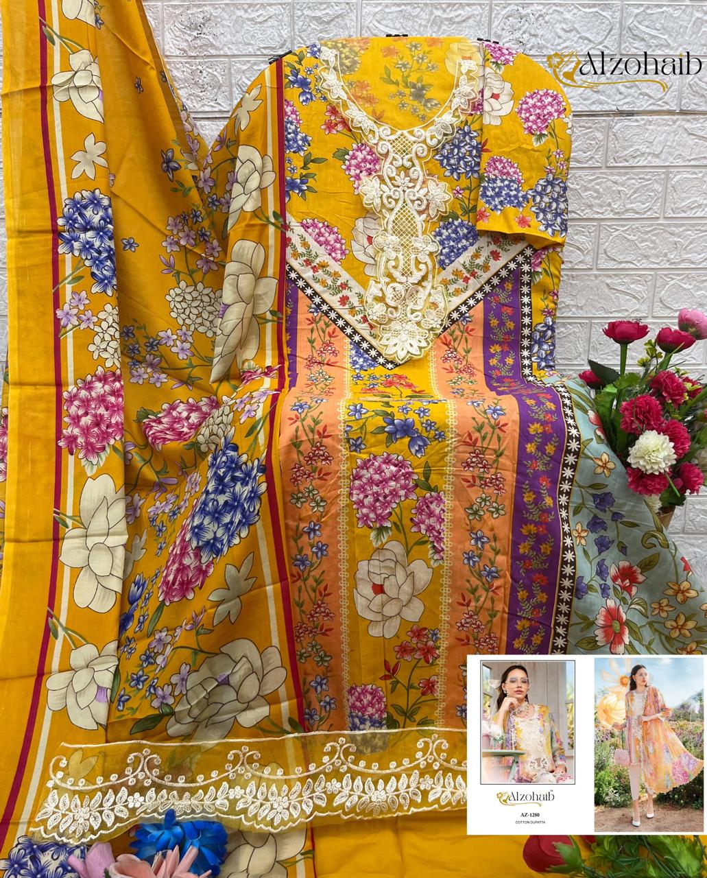 Az-1280 Al Zohaib Printed Pakistani Patch Suits