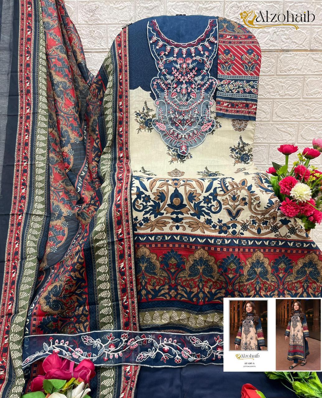 Az-1287 A Al Zohaib Embroidery Pakistani Patch Suits