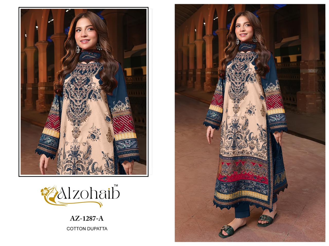 Az-1287 A Al Zohaib Embroidery Pakistani Patch Suits