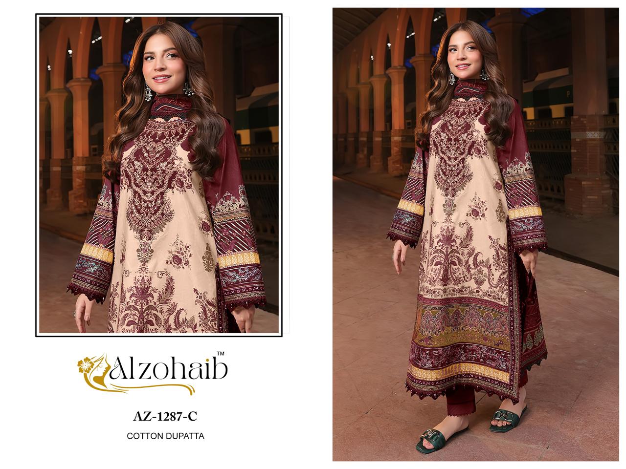Az-1287 C Al Zohaib Embroidery Pakistani Patch Suits