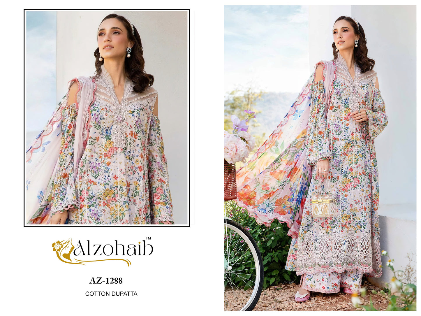 Az-1288 Al Zohaib Printed Pakistani Patch Suits