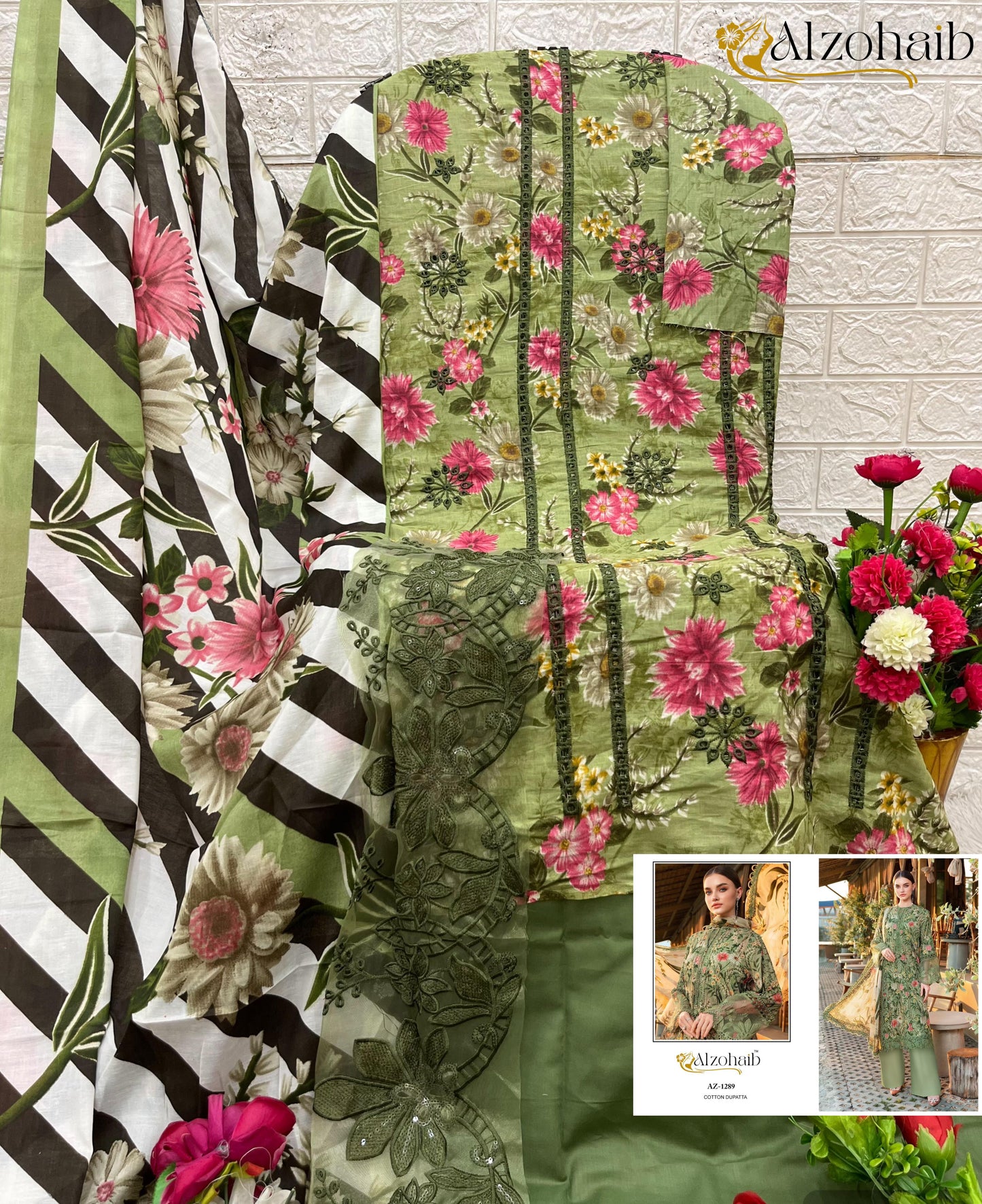 Az-1289 Al Zohaib Printed Pakistani Patch Suits