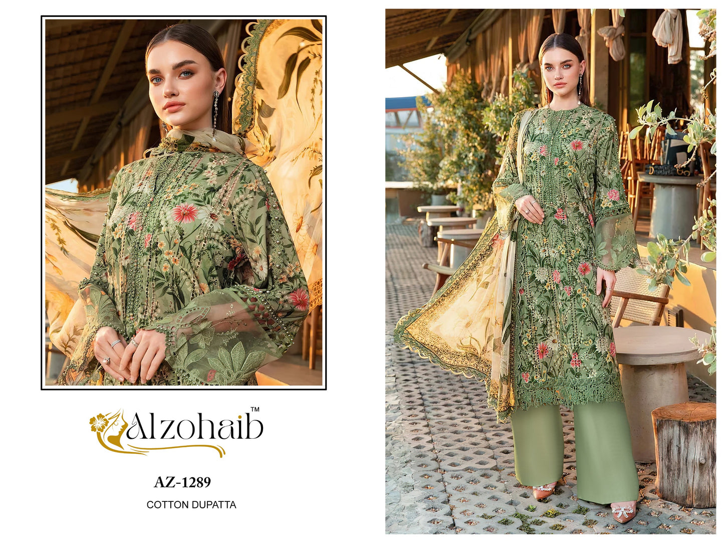 Az-1289 Al Zohaib Printed Pakistani Patch Suits