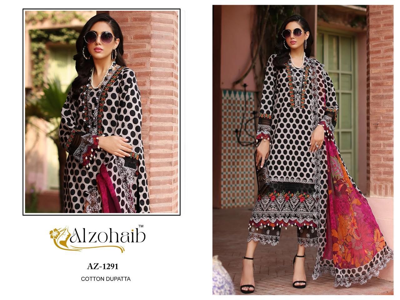 Az-1291 Al Zohaib Printed Pakistani Patch Suits