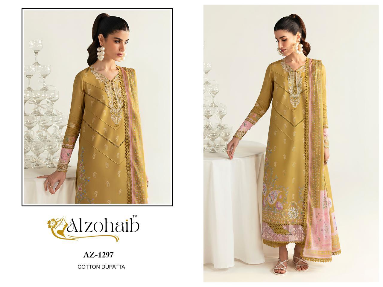 Az-1297 Al Zohaib Embroidery Pakistani Patch Suits