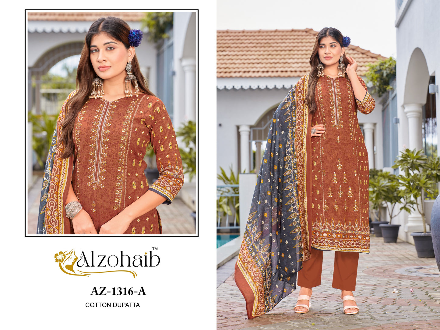 Az-1316A Lamhay Vol 1 Al Zohaib Pure Cotton Pakistani Salwar Suits