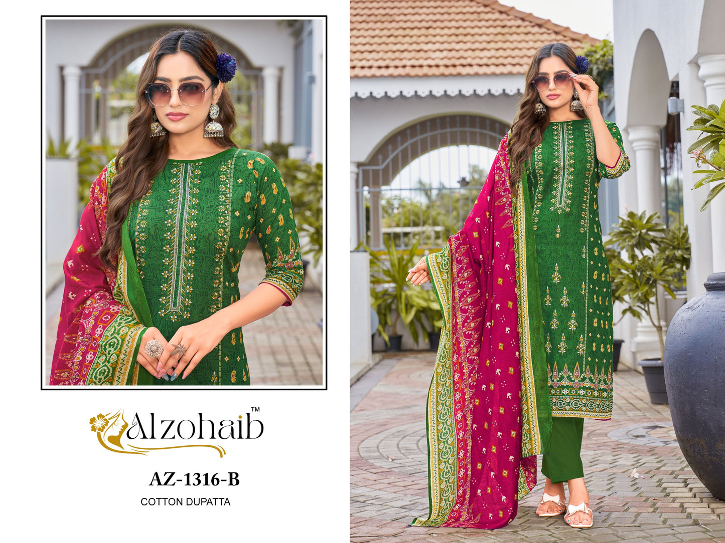Az-1316B Lamhay Vol 1 Al Zohaib Pure Cotton Pakistani Salwar Suits