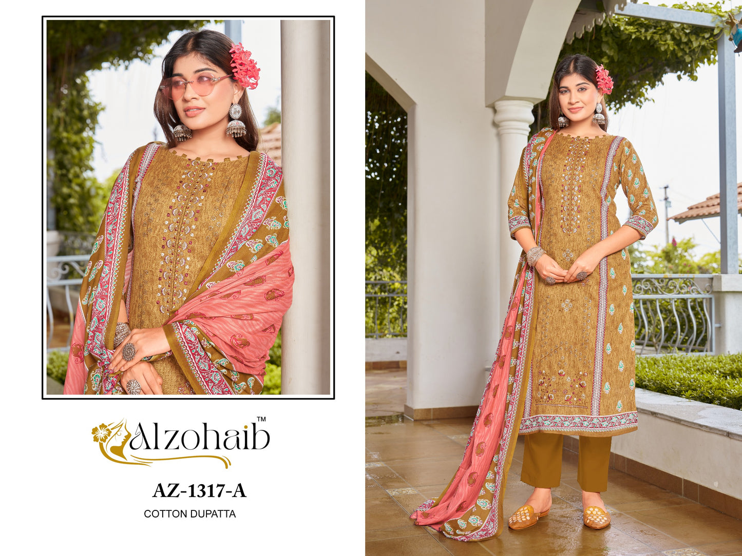 Az-1317A Lamhay Vol 1 Al Zohaib Pure Cotton Pakistani Salwar Suits