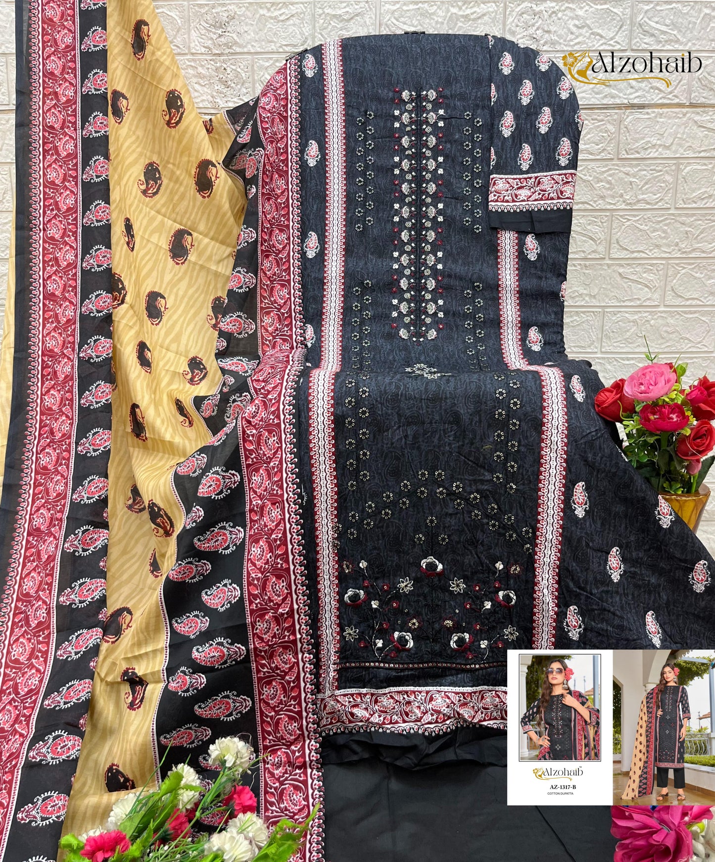 Az-1317B Lamhay Vol 1 Al Zohaib Pure Cotton Pakistani Salwar Suits
