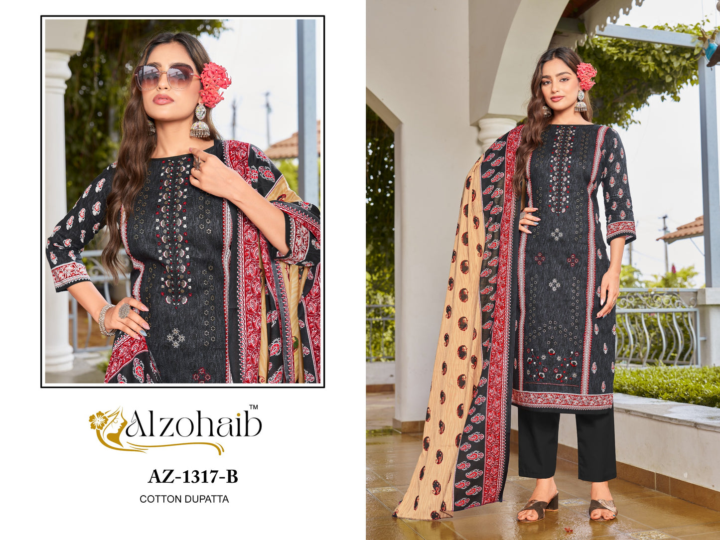 Az-1317B Lamhay Vol 1 Al Zohaib Pure Cotton Pakistani Salwar Suits