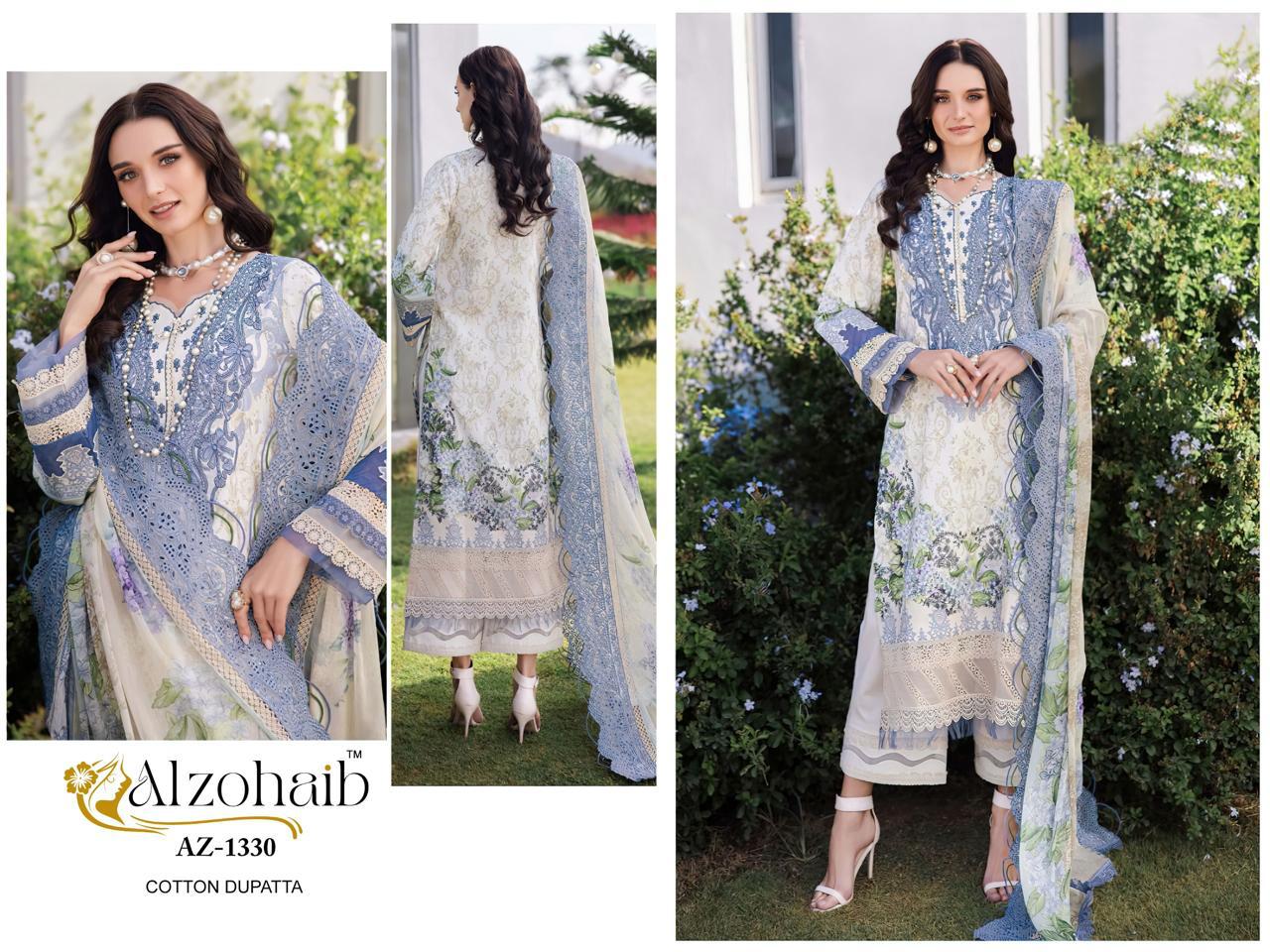 Az-1330 Al Zohaib Printed Pakistani Patch Suits