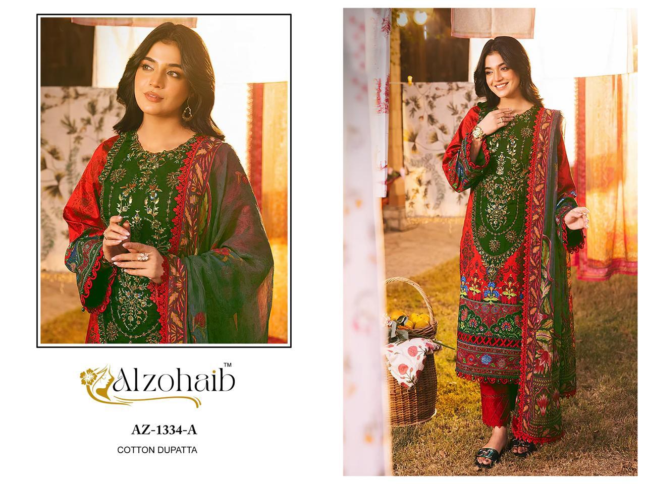 Az-1334-A Al Zohaib Printed Pakistani Patch Suits