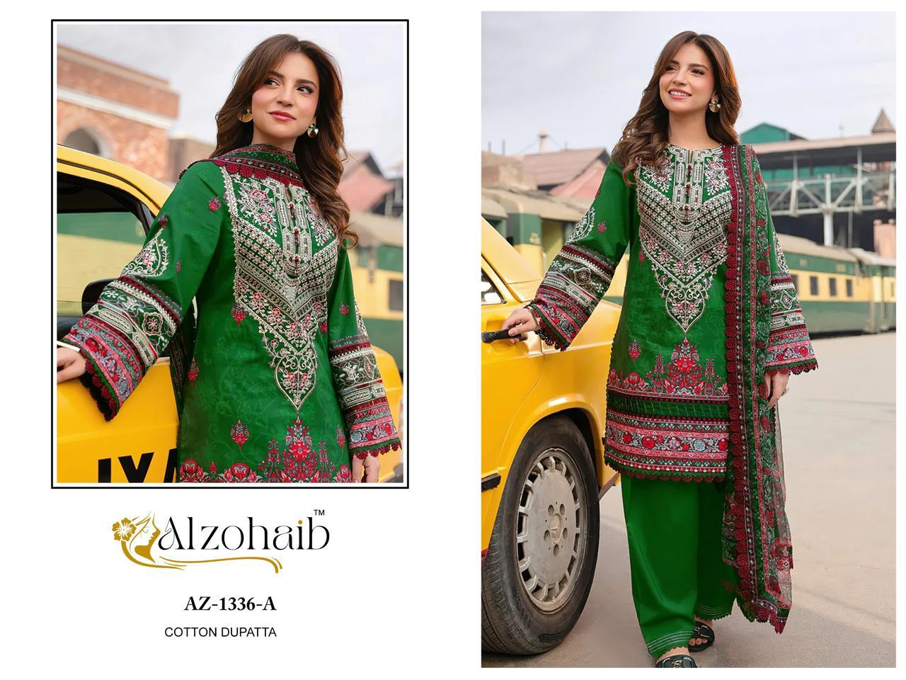 Az-1336-A Al Zohaib Printed Pakistani Patch Suits