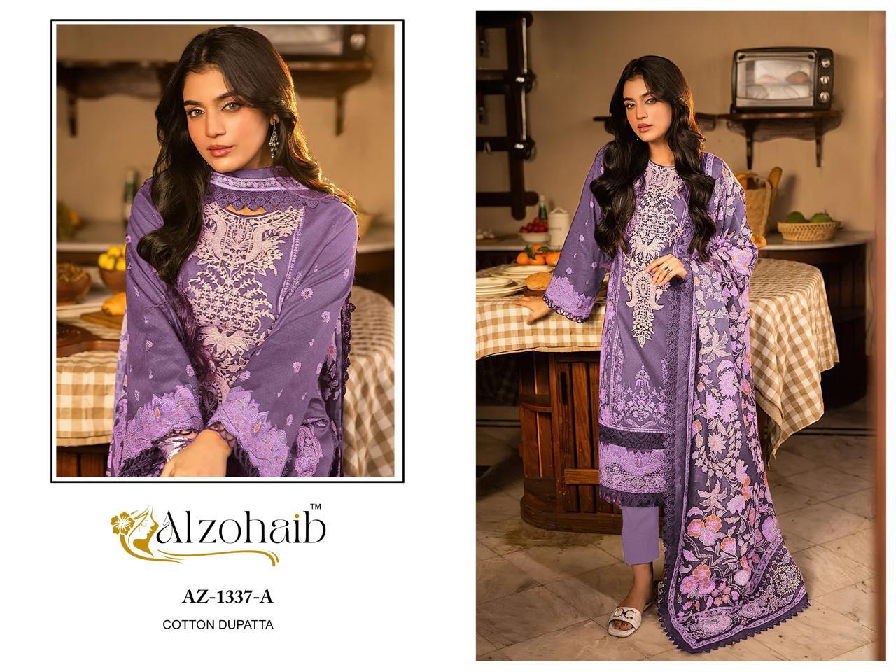 Az-1337-A Al Zohaib Printed Pakistani Patch Suits