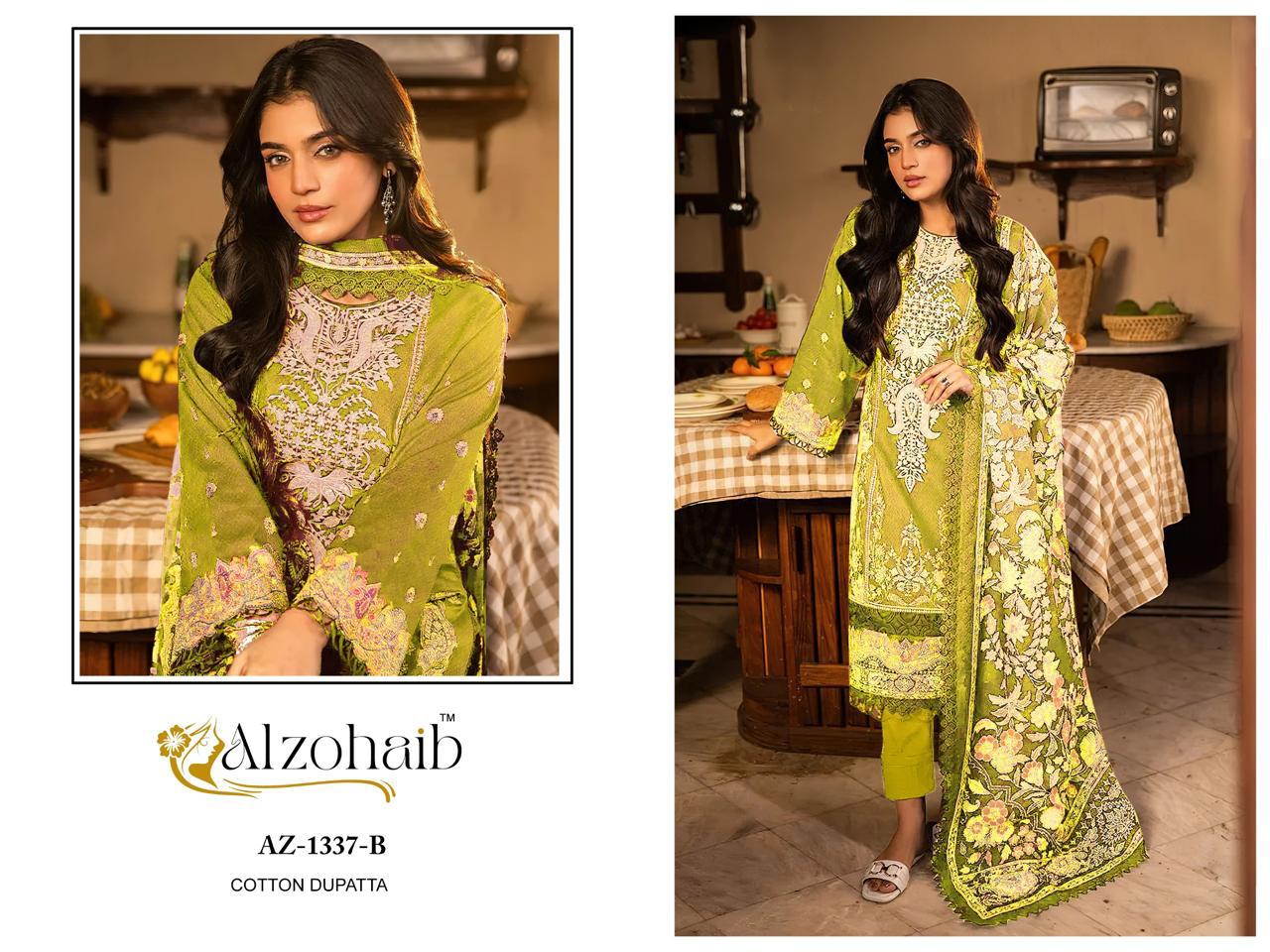 Az-1337-B Al Zohaib Printed Pakistani Patch Suits