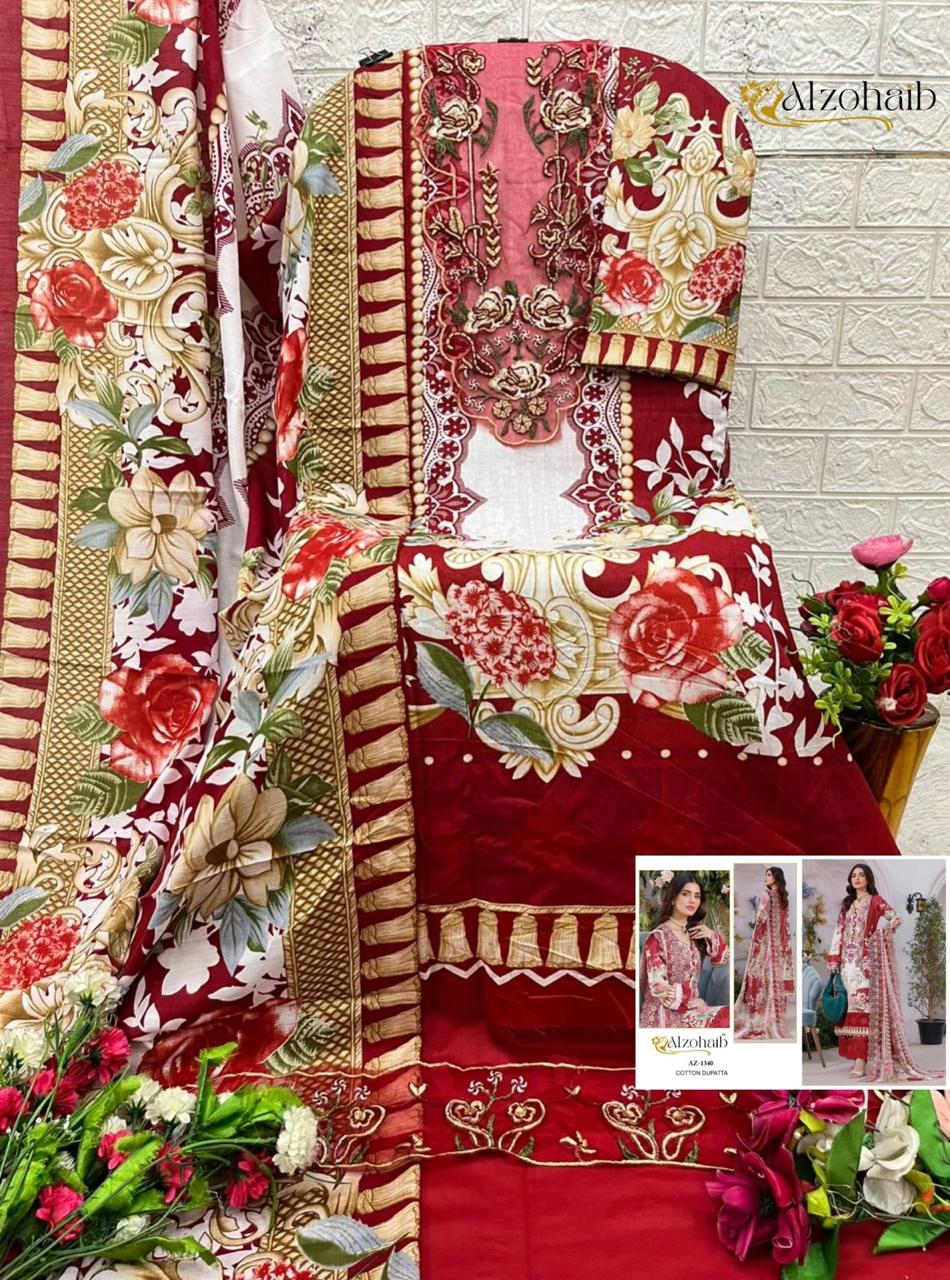 Az-1340 Al Zohaib Printed Pakistani Patch Suits