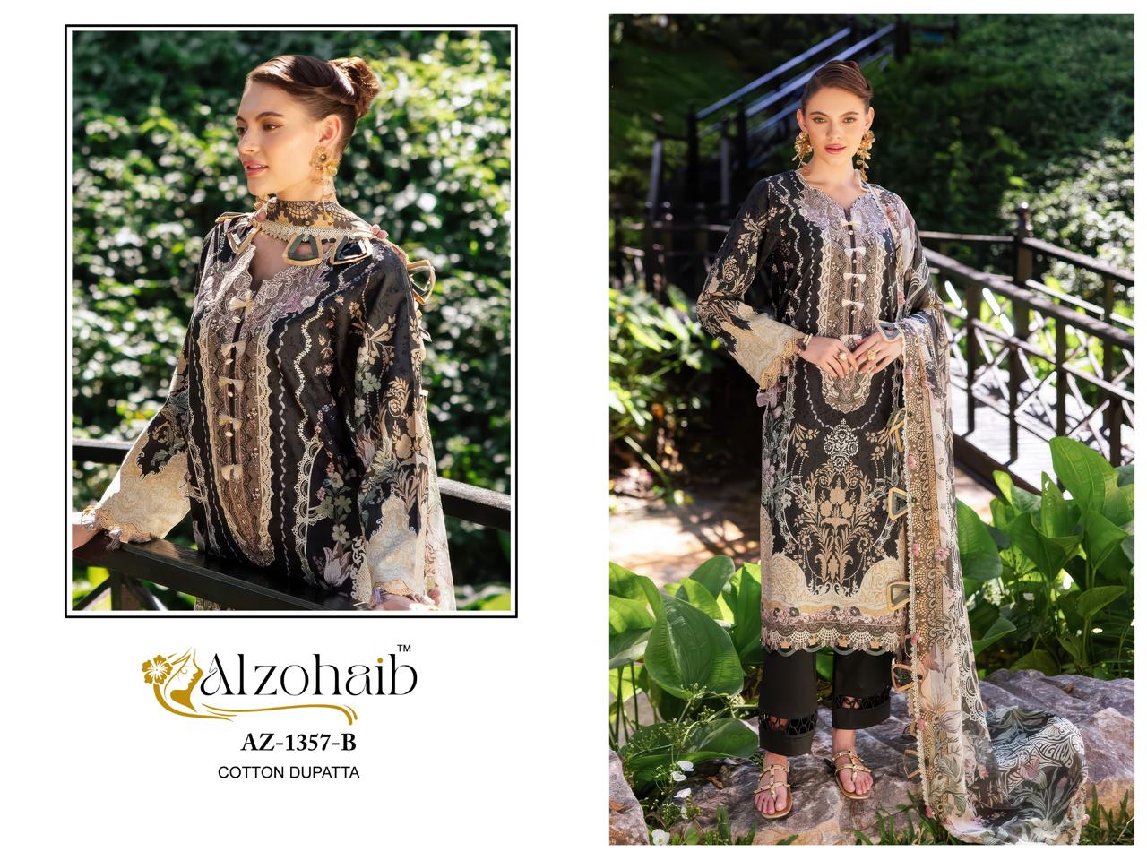 Az-1351-D Humaira Al Zohaib Pure Cotton Pakistani Patch Suits