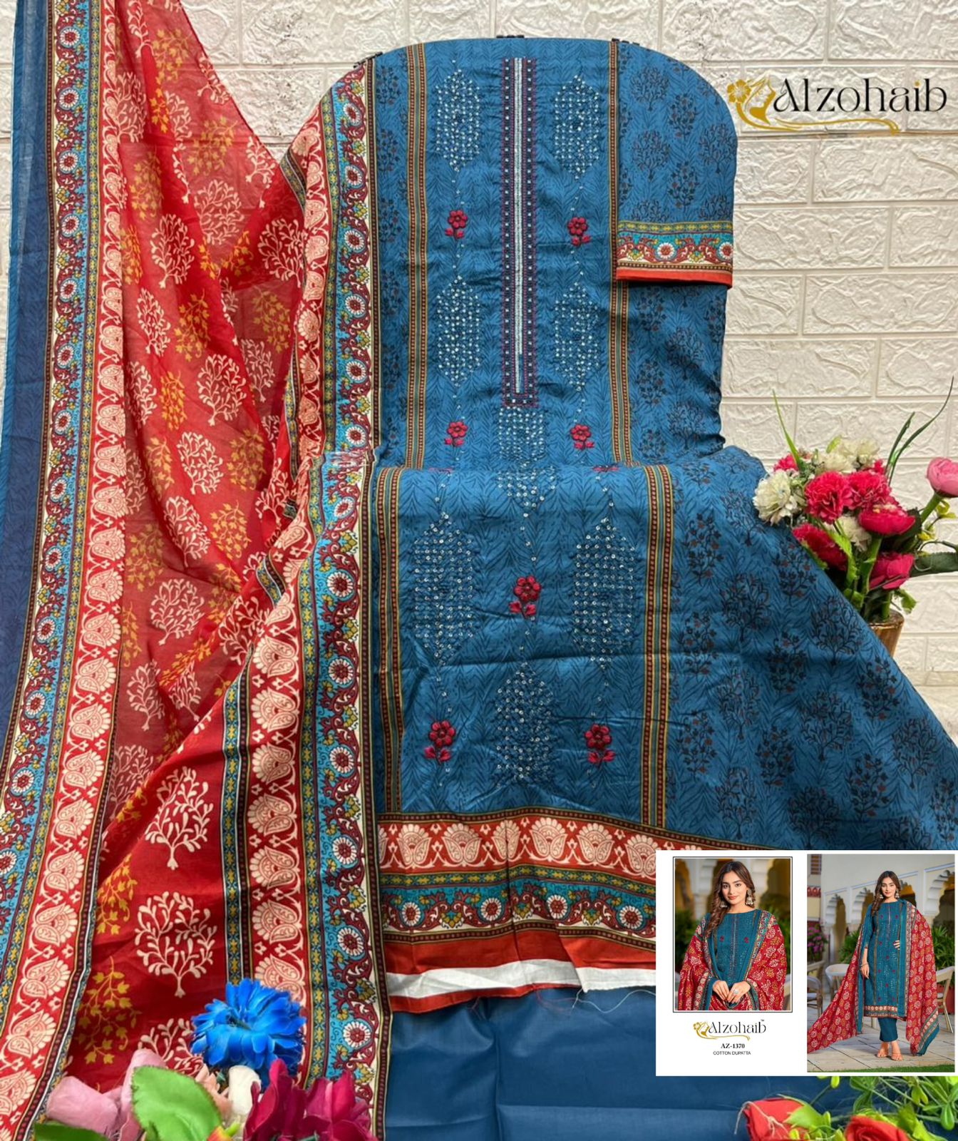Az-1370 Asmaa Al Zohaib Pure Cotton Pakistani Salwar Suits