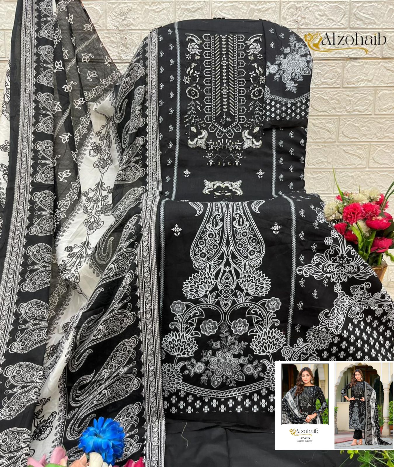Az-1376 Farha Al Zohaib Pure Cotton Pakistani Salwar Suits