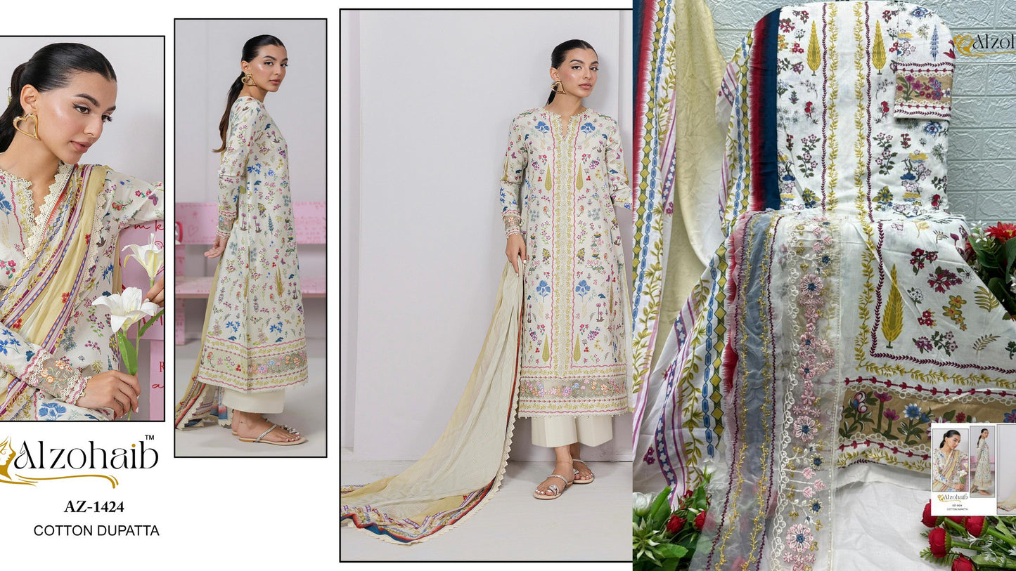 Az-1424 Aziza Vol 1 Al Zohaib Pure Cotton Pakistani Salwar Suits