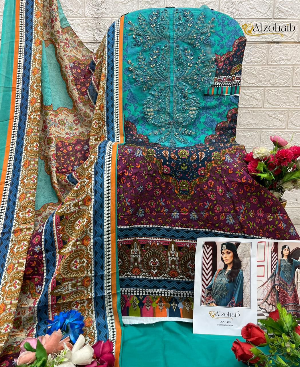 Az-1429 Al Zohaib Pure Cotton Pakistani Salwar Suits