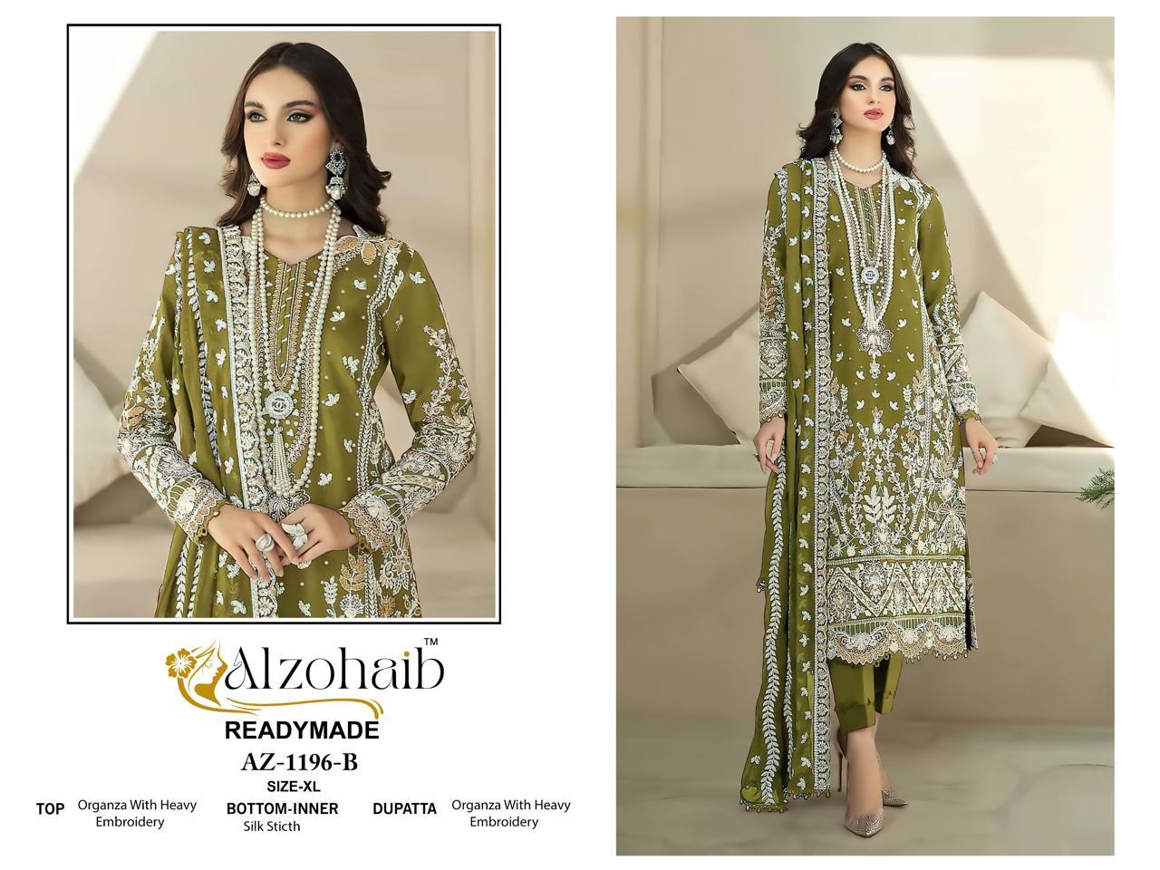 Az1196B Al Zohaib Organza Pakistani Salwar Suits