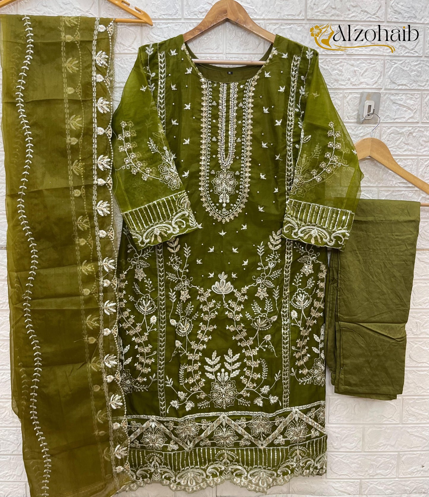 Az1196B Al Zohaib Organza Pakistani Salwar Suits