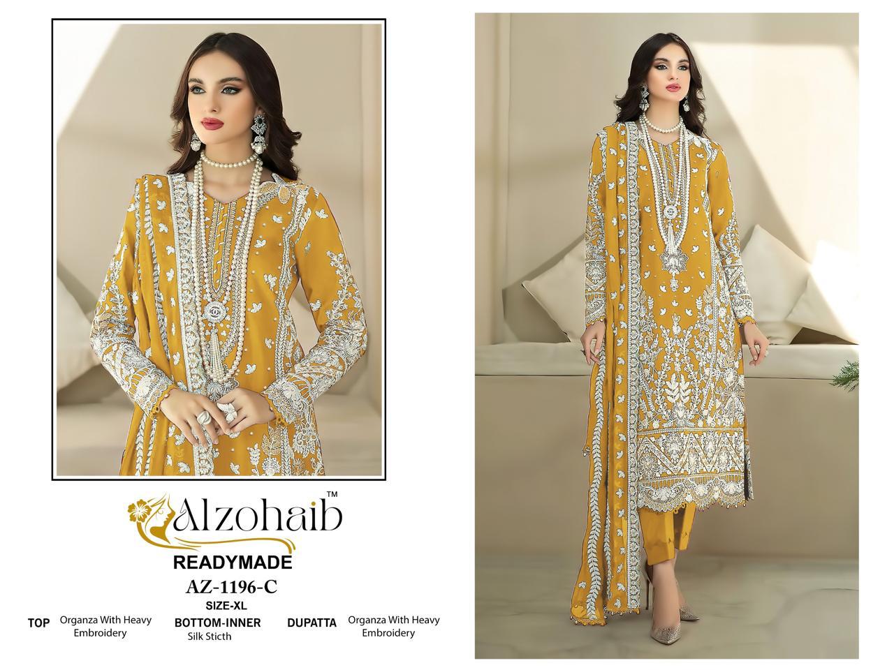 Az1196C Al Zohaib Organza Pakistani Salwar Suits