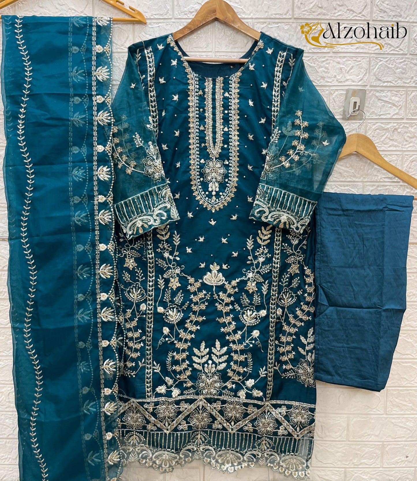 Az1196D Al Zohaib Organza Pakistani Salwar Suits