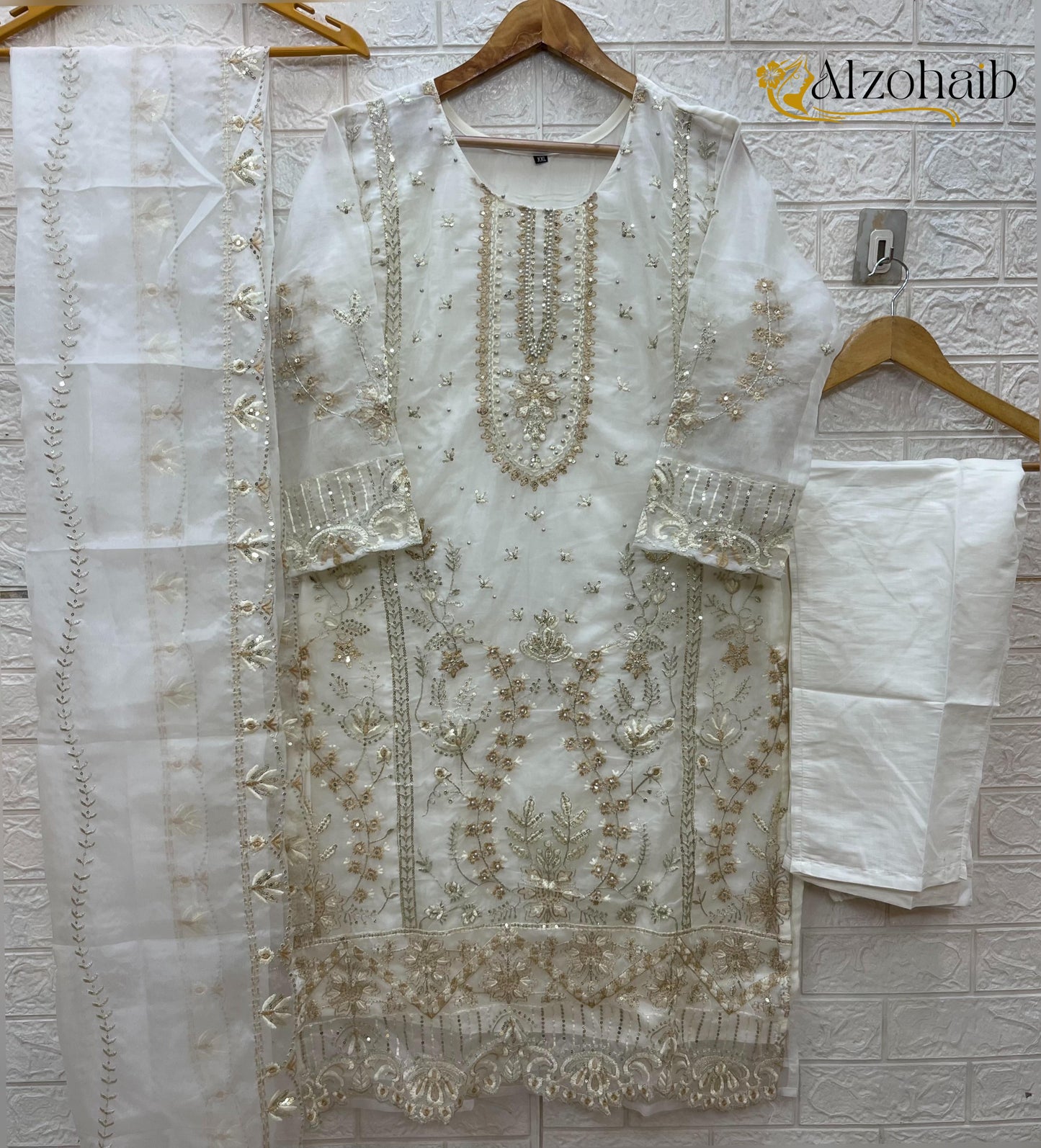 Az1196F Al Zohaib Organza Pakistani Salwar Suits