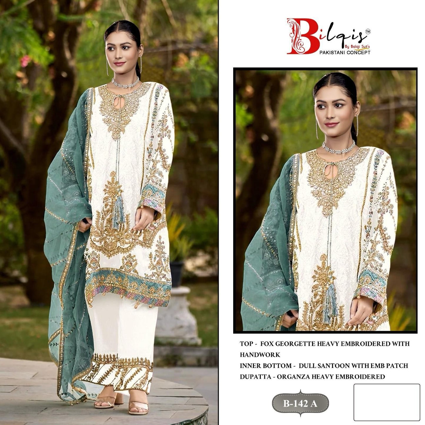 B-142A Bilqis Georgette Pakistani Salwar Suits