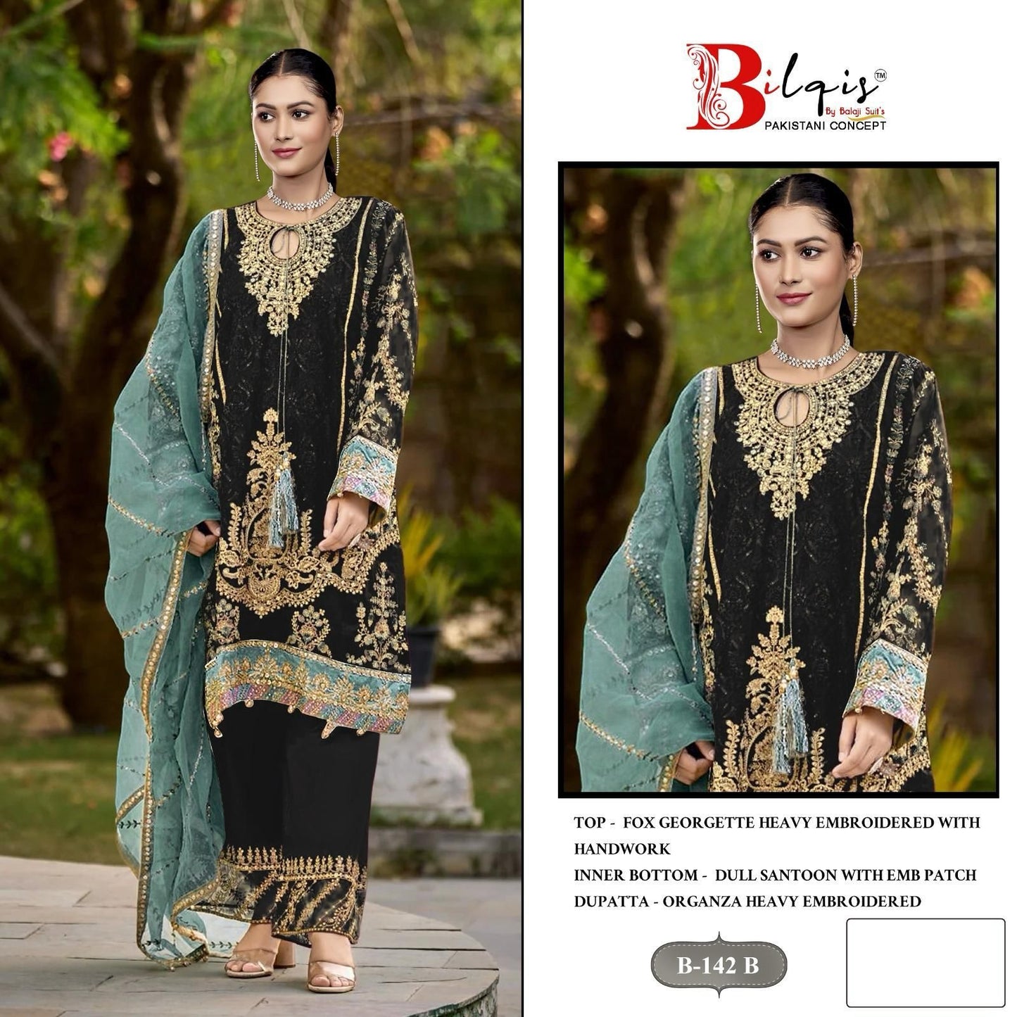 B-142B Bilqis Georgette Pakistani Salwar Suits