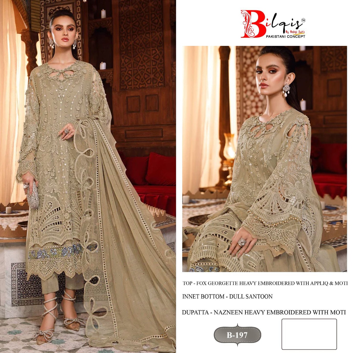B-197 Bilqis Fox Georgette Pakistani Salwar Suits