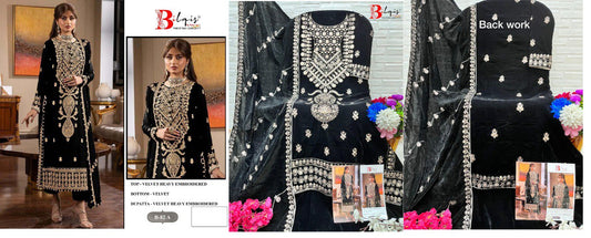 B 82A Bilqis Embroidered Velvet Suits