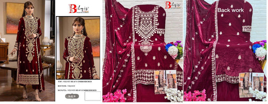 B 82B Bilqis Embroidered Velvet Suits