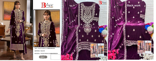 B 82C Bilqis Embroidered Velvet Suits